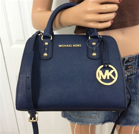 small navy blue michael kors purse